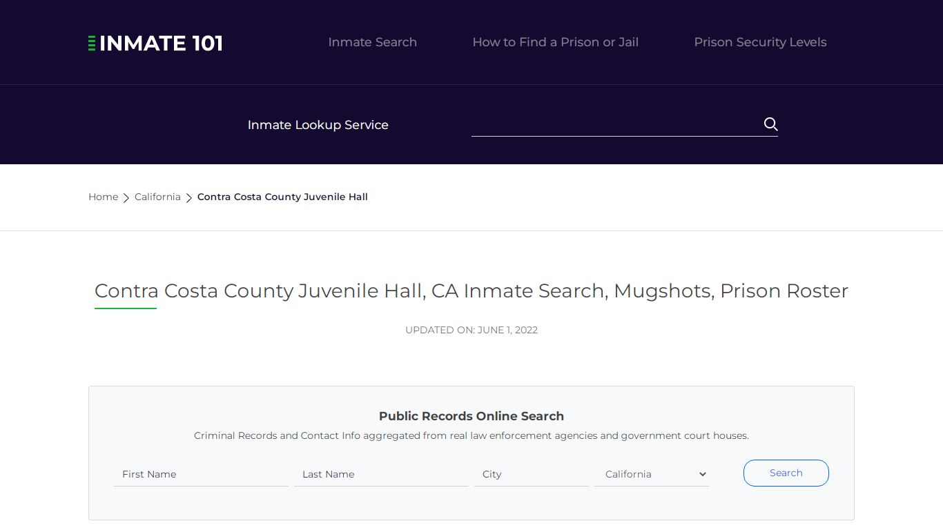 Contra Costa County Juvenile Hall, CA Inmate Search ...